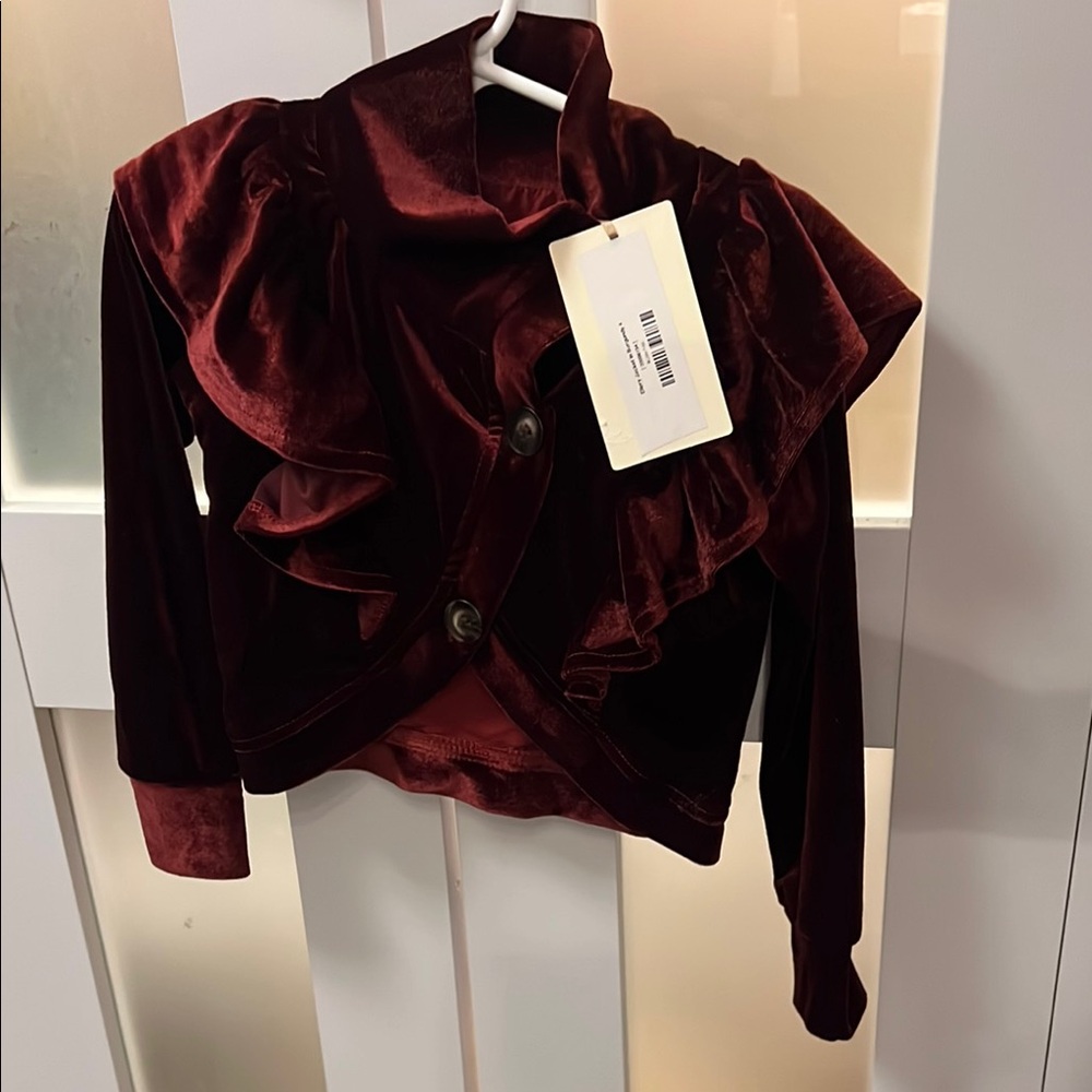 Joyfolie Red Velvet Blazer Luxurious Texture
